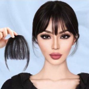 Clip In Bangs Front Neat Black Bangs Hairpiece Synthetic Hair, Black